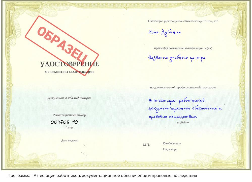Аттестация работников: документационное обеспечение и правовые последствия Курчатов