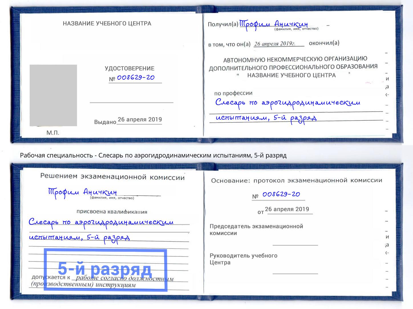 корочка 5-й разряд Слесарь по аэрогидродинамическим испытаниям Курчатов
