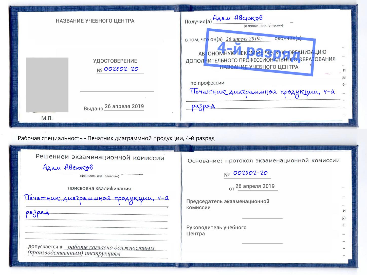 корочка 4-й разряд Печатник диаграммной продукции Курчатов