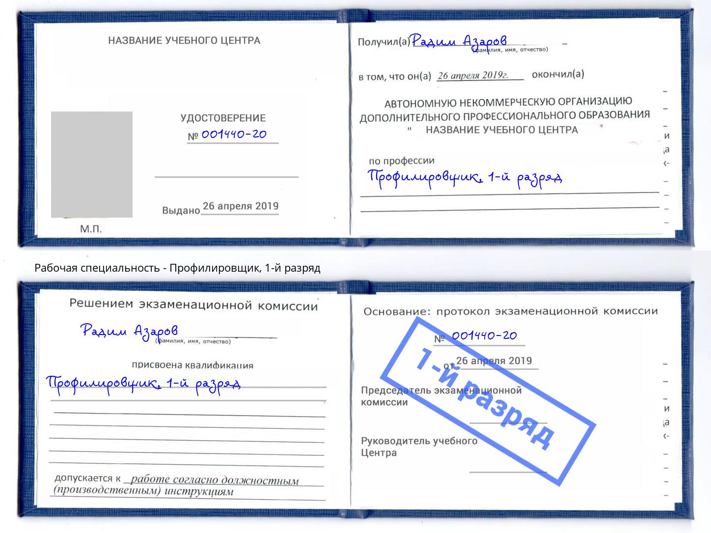 корочка 1-й разряд Профилировщик Курчатов